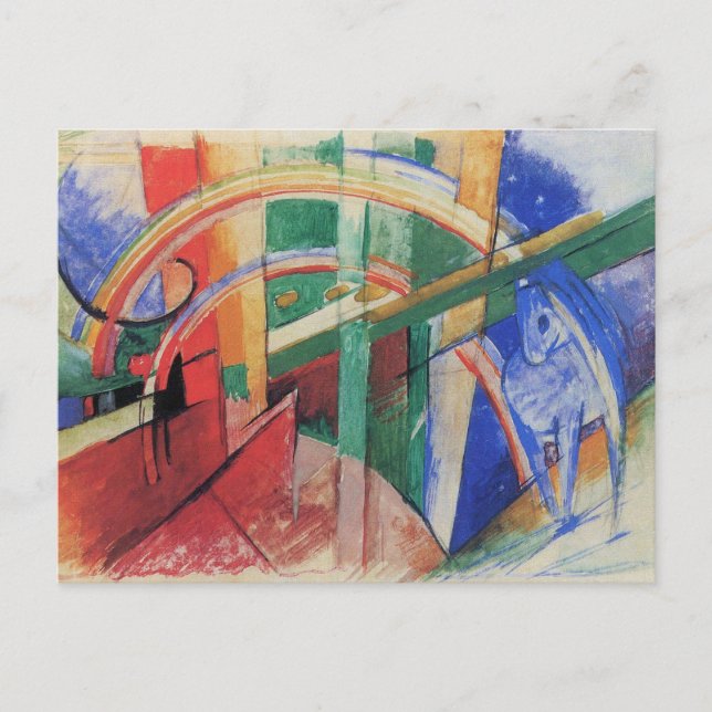 Carte Postale Cheval bleu avec arc-en-ciel par Franz Marc (Devant)