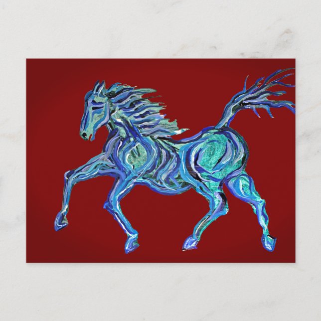 Carte Postale Cheval bleu peint (Devant)