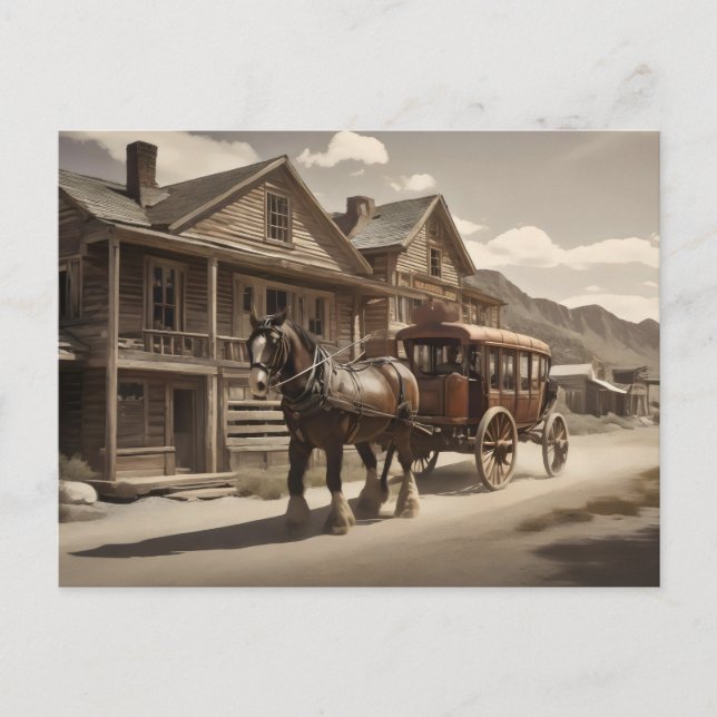 Carte Postale Cheval Clydesdale tirant stagecoach (Devant)