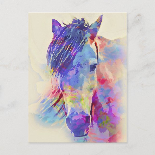 Carte Postale Cheval coloré Design artistique (Devant)