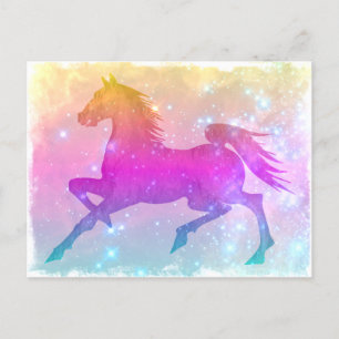 Carte Postale Cheval Cosmique Coloré Étoiles