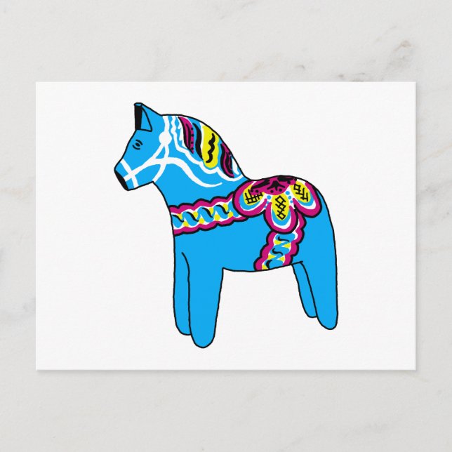 Carte Postale Cheval Dala Bleu (Devant)