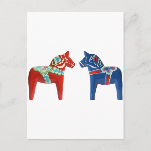 Carte Postale Cheval Dala Rouge et Bleu (Devant)