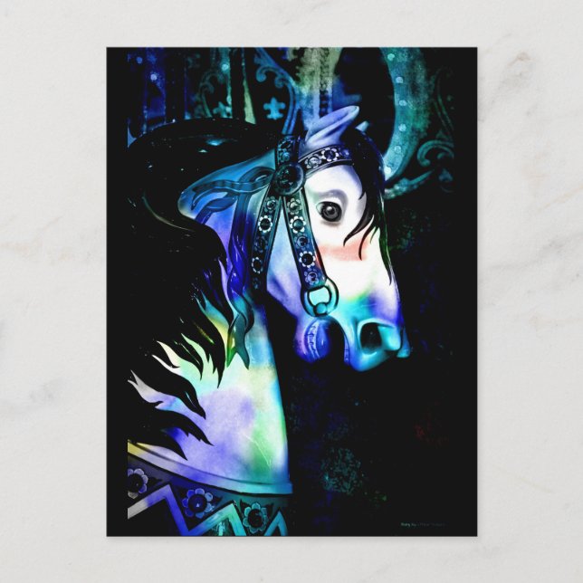 Carte Postale Cheval de carrousel des couleurs cool (Devant)