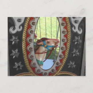 Carte Postale Cheval De Carrousel En Miroir Blanc Noir