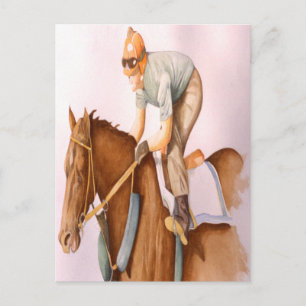 Carte Postale Cheval de course et Jockey