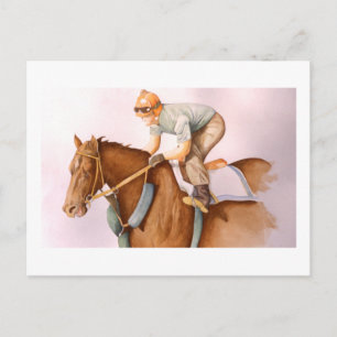 Carte Postale Cheval de course et Jockey