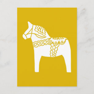 Carte Postale Cheval de Dala Jaune
