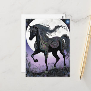 Carte Postale Cheval de fantasy noir