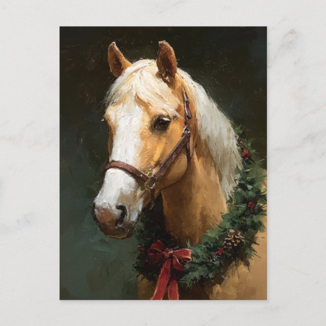 Carte Postale Cheval de fête élégant avec couronne (Devant)