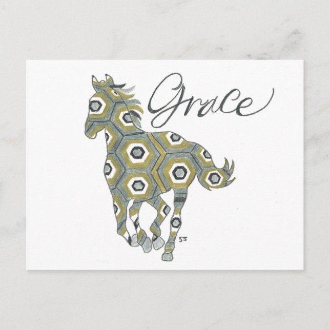 Carte postale Cheval de grâce géométrique par Sher (Devant)