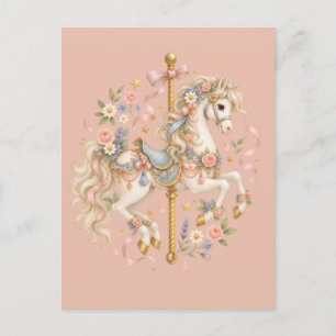 Carte Postale Cheval de manège à l'aquarelle, conte de fées pari