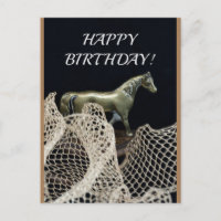 Cheval de marche en métal or pour un anniversaire 