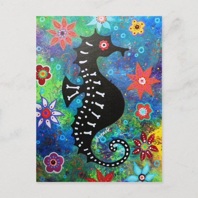 Carte Postale Cheval de mer Dia de los Muertos (Devant)