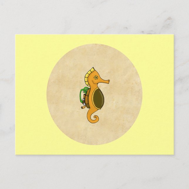 Carte Postale Cheval de mer Steampunk (Devant)
