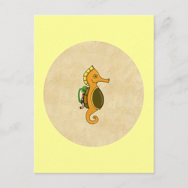 Carte Postale Cheval de mer Steampunk (Devant)