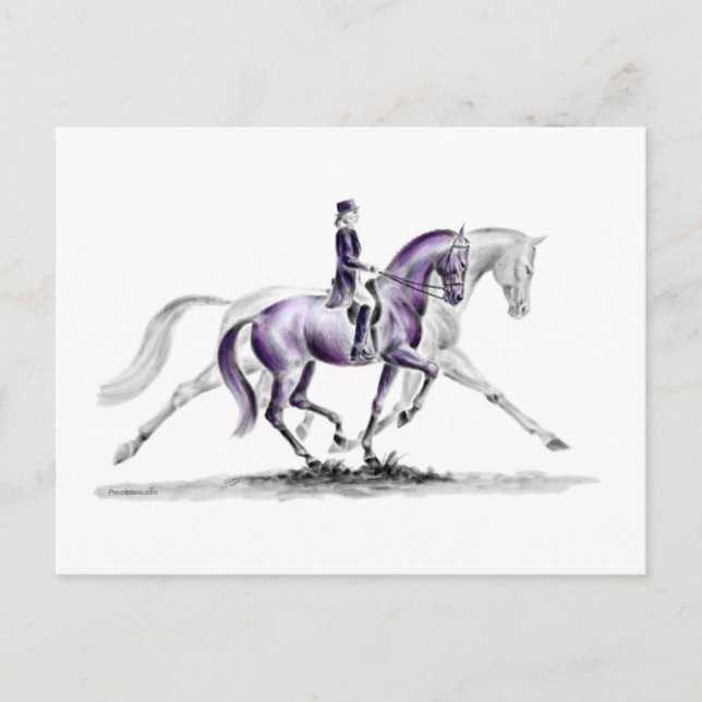 Carte Postale Cheval Dressage en Trot Piaffe (Devant)
