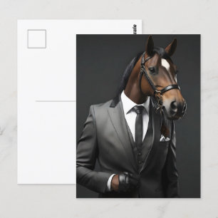 Carte Postale Cheval drôle dans le costume