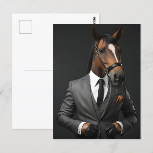 Carte Postale Cheval drôle dans le costume