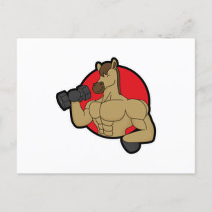 Carte Postale Cheval en Bodybuilder avec Dumbbell