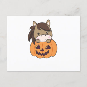 Carte Postale Cheval En Chevaux Doux Citrouille Joyeux Halloween