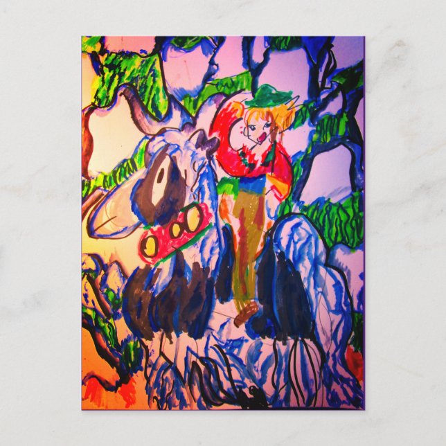 Carte Postale Cheval en hiver puzzle puzzle photo bloc métal p (Devant)