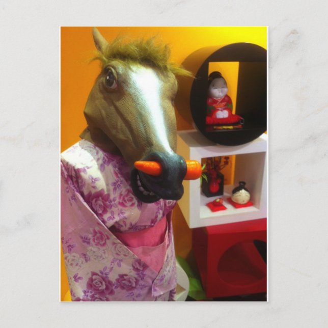 Carte Postale Cheval En Kimono (Devant)