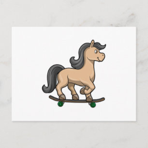 Carte Postale Cheval en patineur avec skateboard