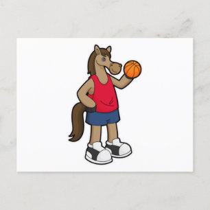 Carte Postale Cheval en tant que joueur de basket-ball avec Bask