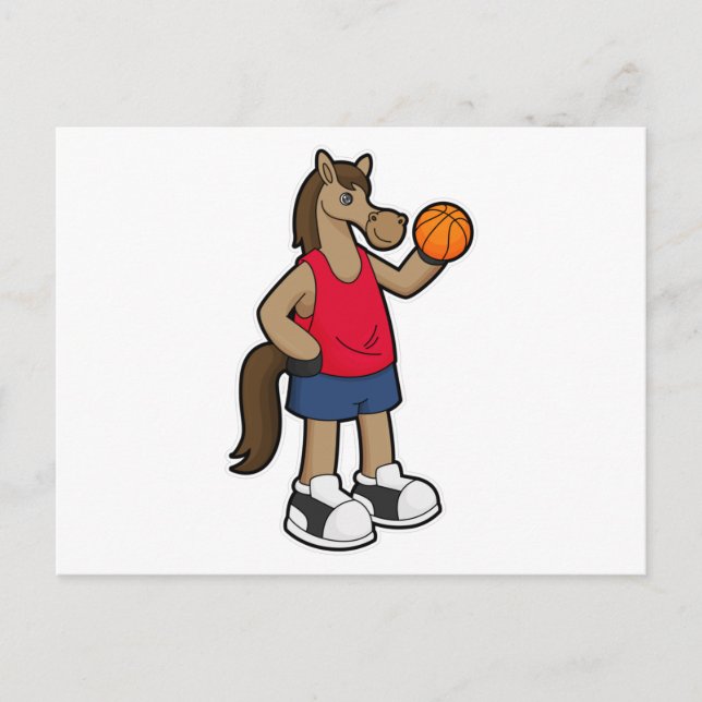 Carte Postale Cheval en tant que joueur de basket-ball avec Bask (Devant)