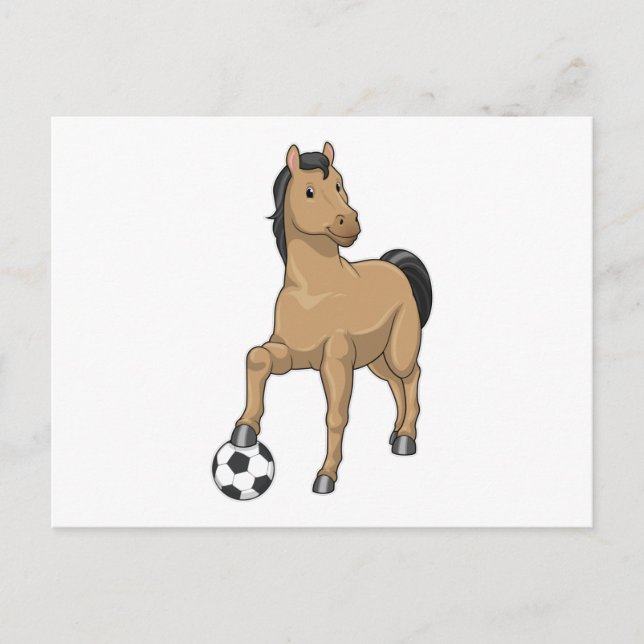 Carte Postale Cheval en tant que joueur de football avec ballon (Devant)