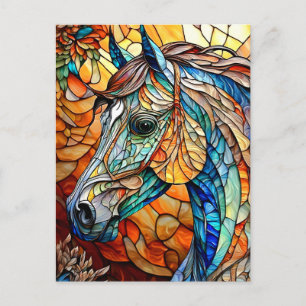 Carte Postale Cheval en Verre Coloré Vibrant 25