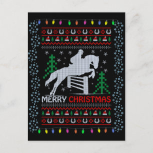 Carte Postale Cheval équitation Sauts Joyeux Noël