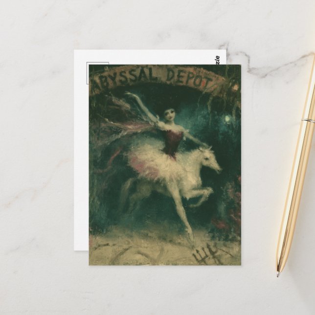 Carte Postale Cheval et Ballerine Dark Fantasy (Devant/Arrière en situation)