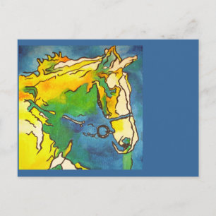 Carte Postale "Cheval et Bridle Colorée Black Outline Art" #ho