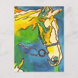 Carte Postale "Cheval et Bridle Colorée Black Outline Art" #ho