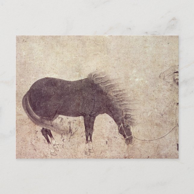 Carte Postale Cheval et groom en hiver (Devant)