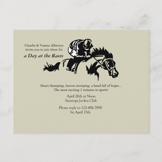 Carte postale Cheval et Jockey (Devant)