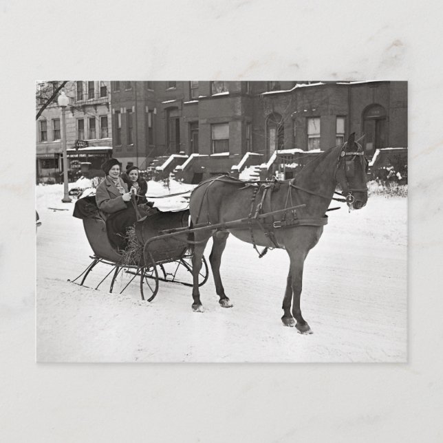 Carte Postale Cheval et Sleigh, 1935 (Devant)