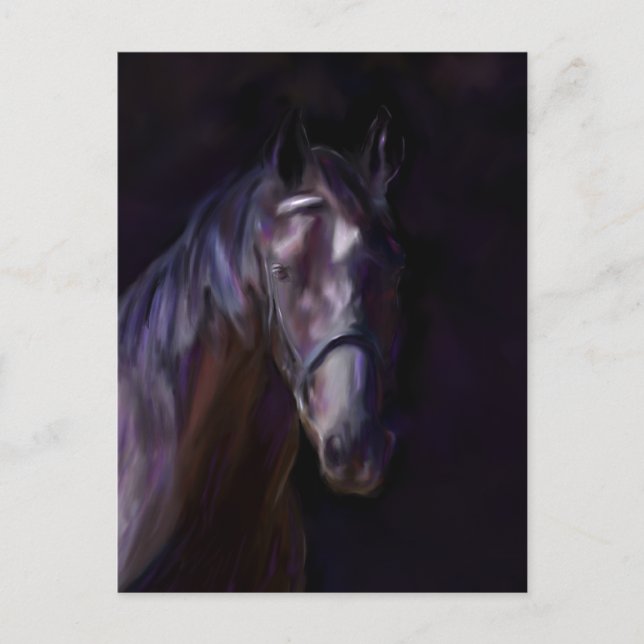 Carte Postale Cheval foncé (Devant)