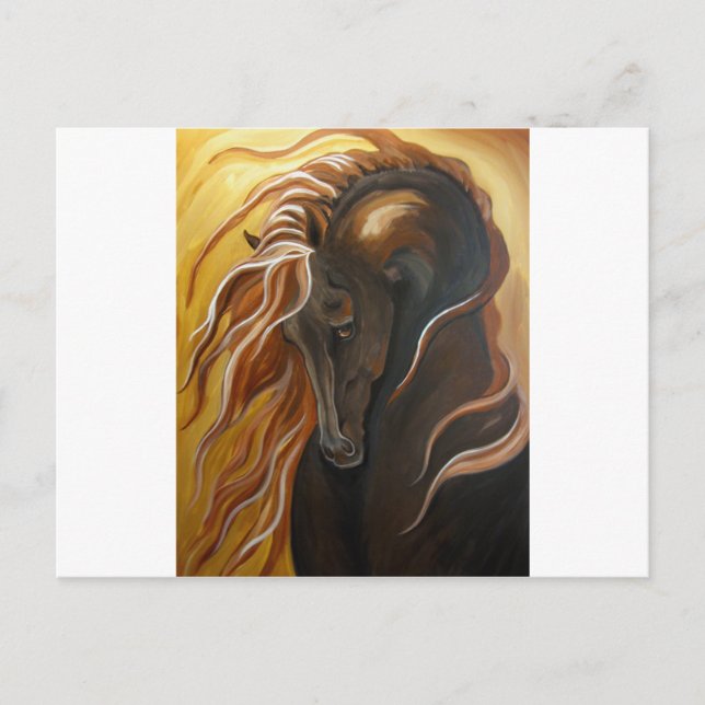 Carte Postale Cheval friésien d'or (Devant)