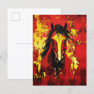 Carte Postale Cheval Majestic - Esprit de feu en or et en rouge