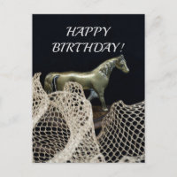 Cheval marchant en métal doré pour l'anniversaire 