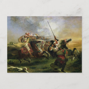 Carte Postale Cheval marocain en action militaire, 1832