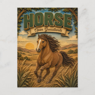 Carte Postale Cheval Open Grasslands POPCUT