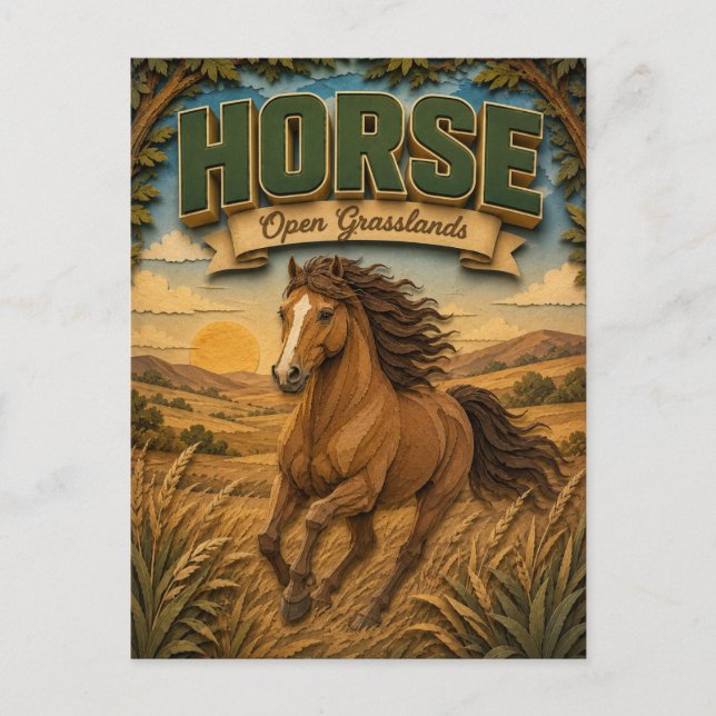 Carte Postale Cheval Open Grasslands POPCUT (Devant)