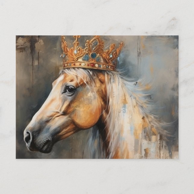 Carte Postale Cheval Palomino avec couronne (Devant)