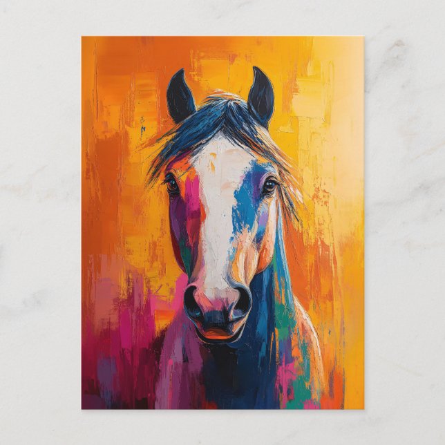 Carte Postale Cheval Pop Art Style peinture numérique (Devant)