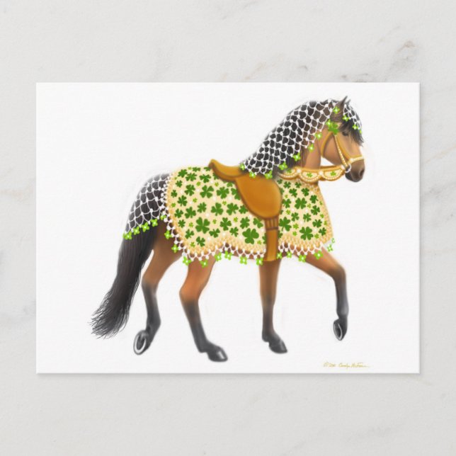 Carte postale Cheval shamrock (Devant)
