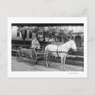 Carte Postale Cheval tirant Livraison Wagon photo